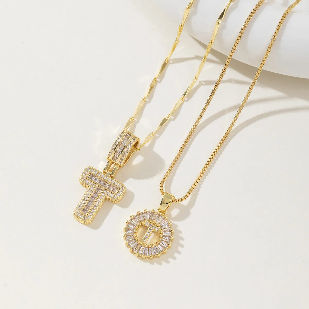AISHA - Elegant 2-Pack Initial Letter Pendant Necklaces