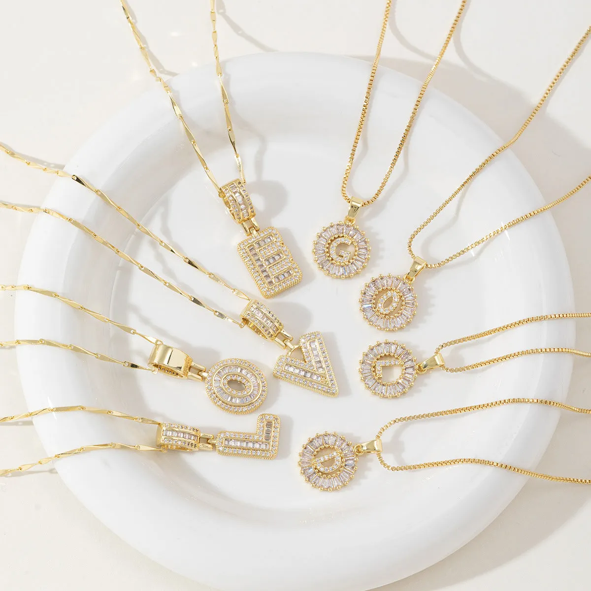 AISHA - Elegant 2-Pack Initial Letter Pendant Necklaces