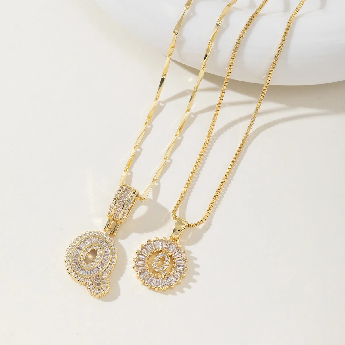 AISHA - Elegant 2-Pack Initial Letter Pendant Necklaces