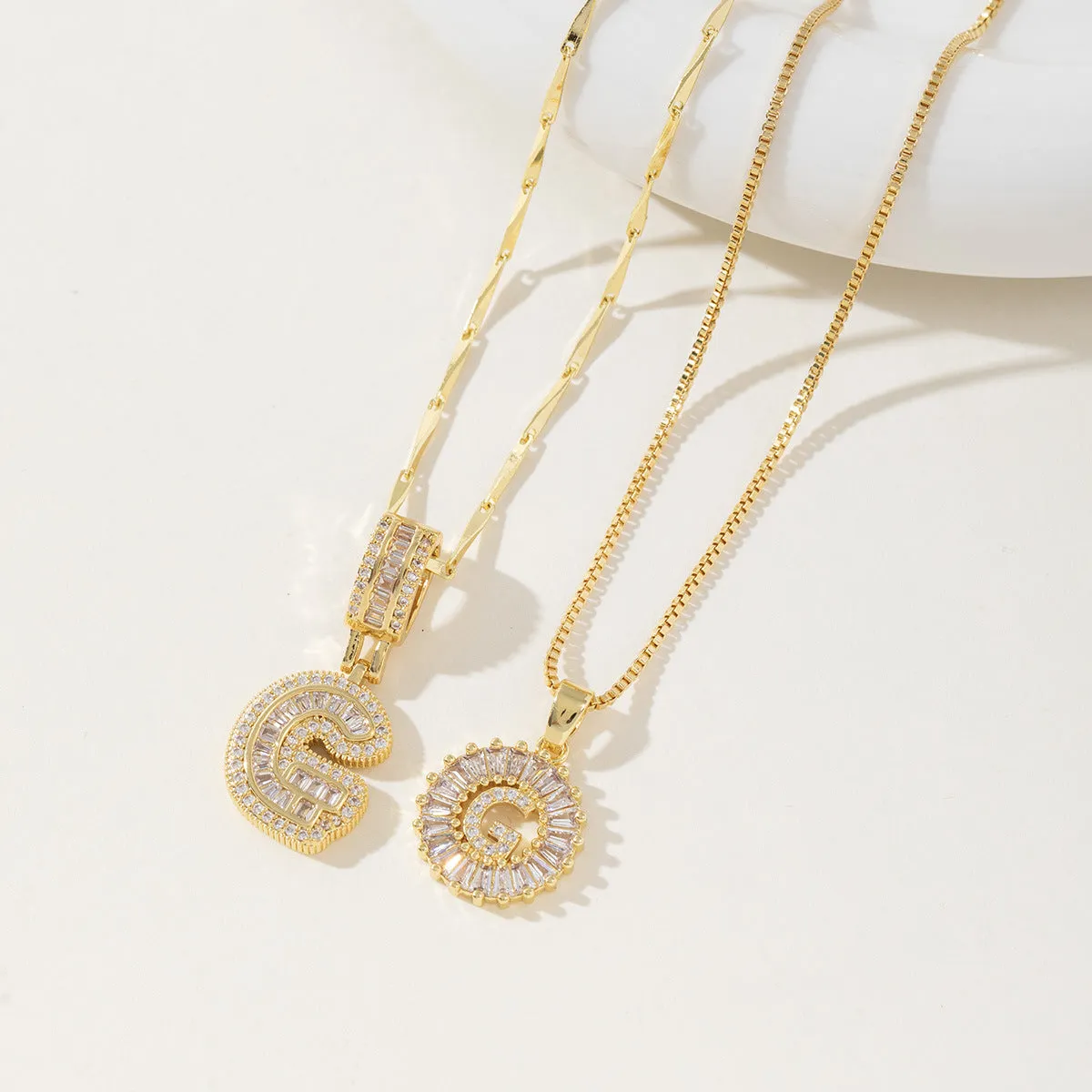 AISHA - Elegant 2-Pack Initial Letter Pendant Necklaces