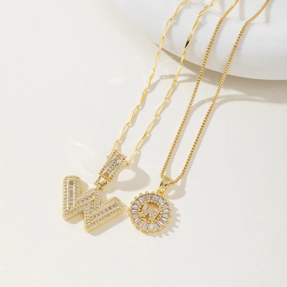 AISHA - Elegant 2-Pack Initial Letter Pendant Necklaces