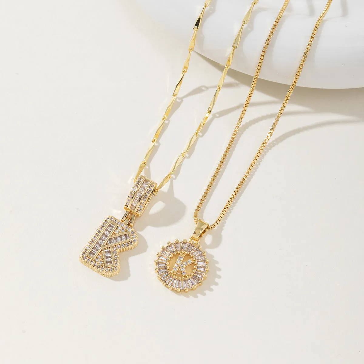 AISHA - Elegant 2-Pack Initial Letter Pendant Necklaces