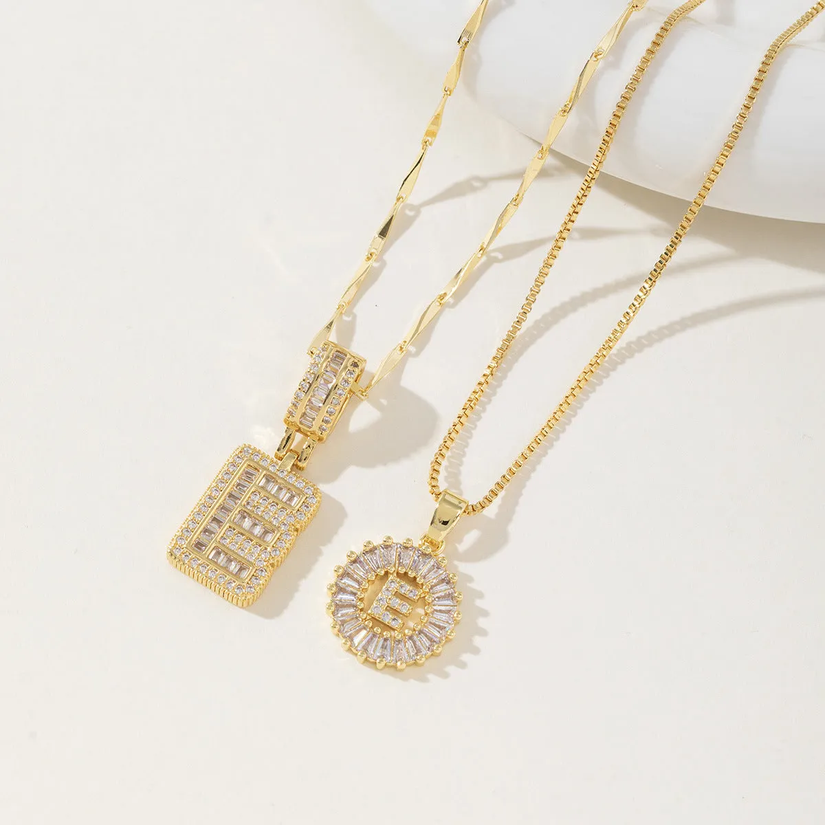 AISHA - Elegant 2-Pack Initial Letter Pendant Necklaces