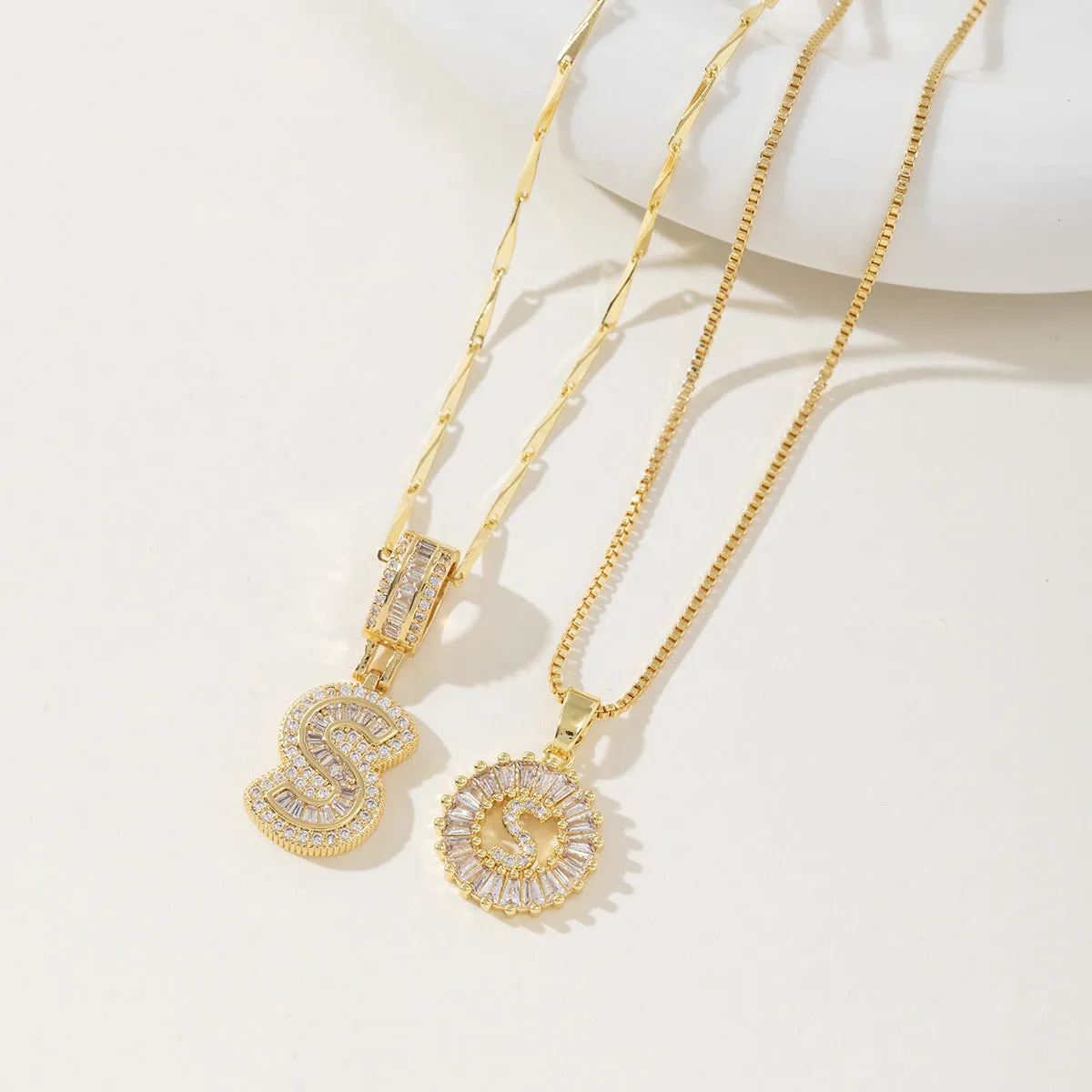 AISHA - Elegant 2-Pack Initial Letter Pendant Necklaces