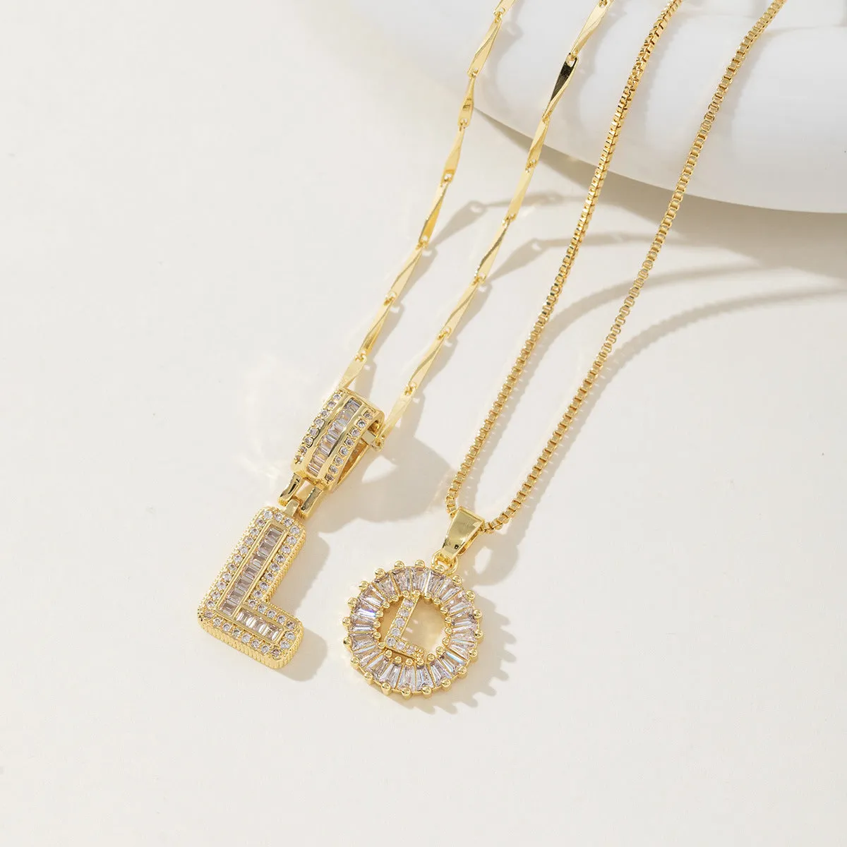 AISHA - Elegant 2-Pack Initial Letter Pendant Necklaces