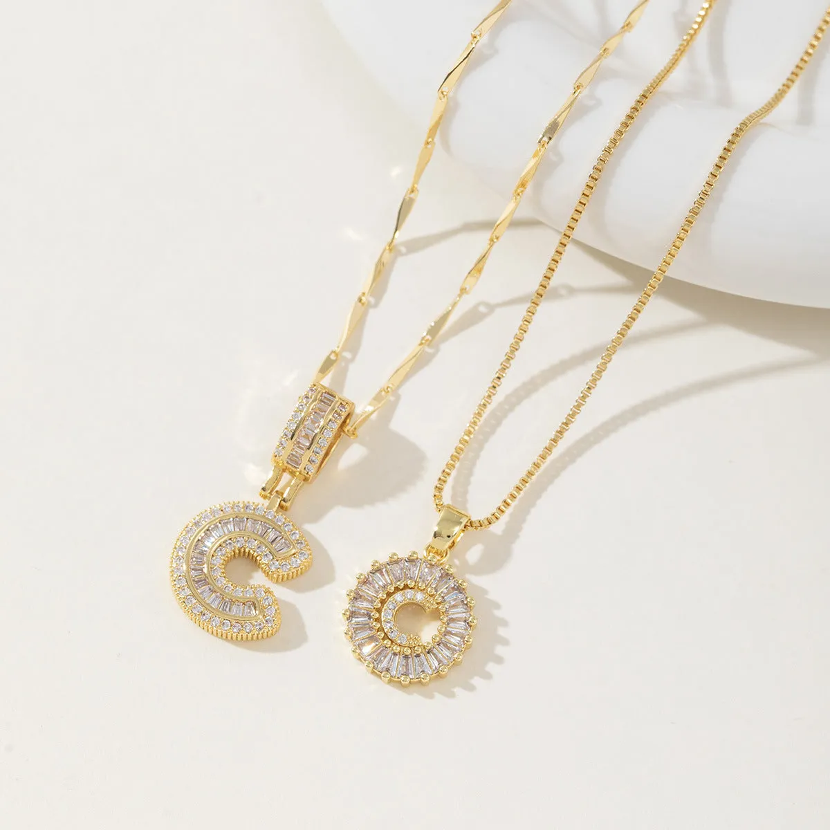 AISHA - Elegant 2-Pack Initial Letter Pendant Necklaces