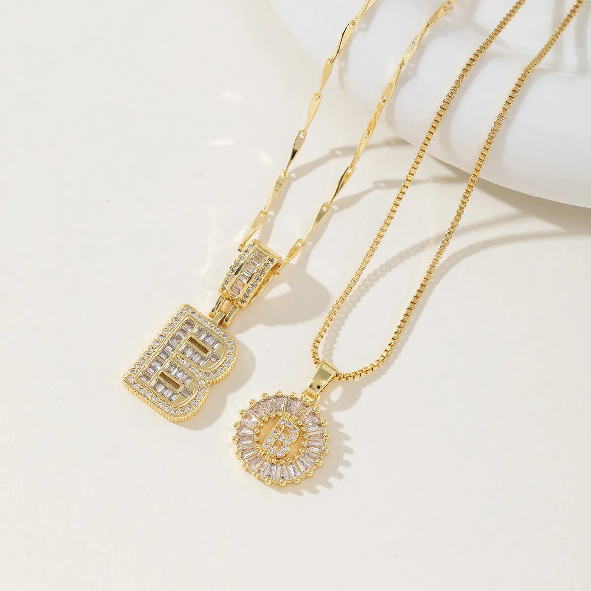 AISHA - Elegant 2-Pack Initial Letter Pendant Necklaces