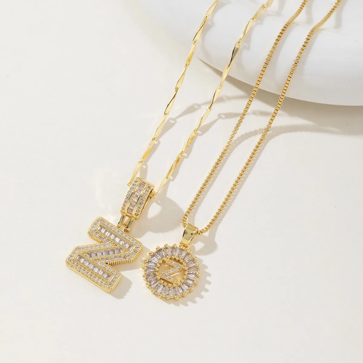 AISHA - Elegant 2-Pack Initial Letter Pendant Necklaces