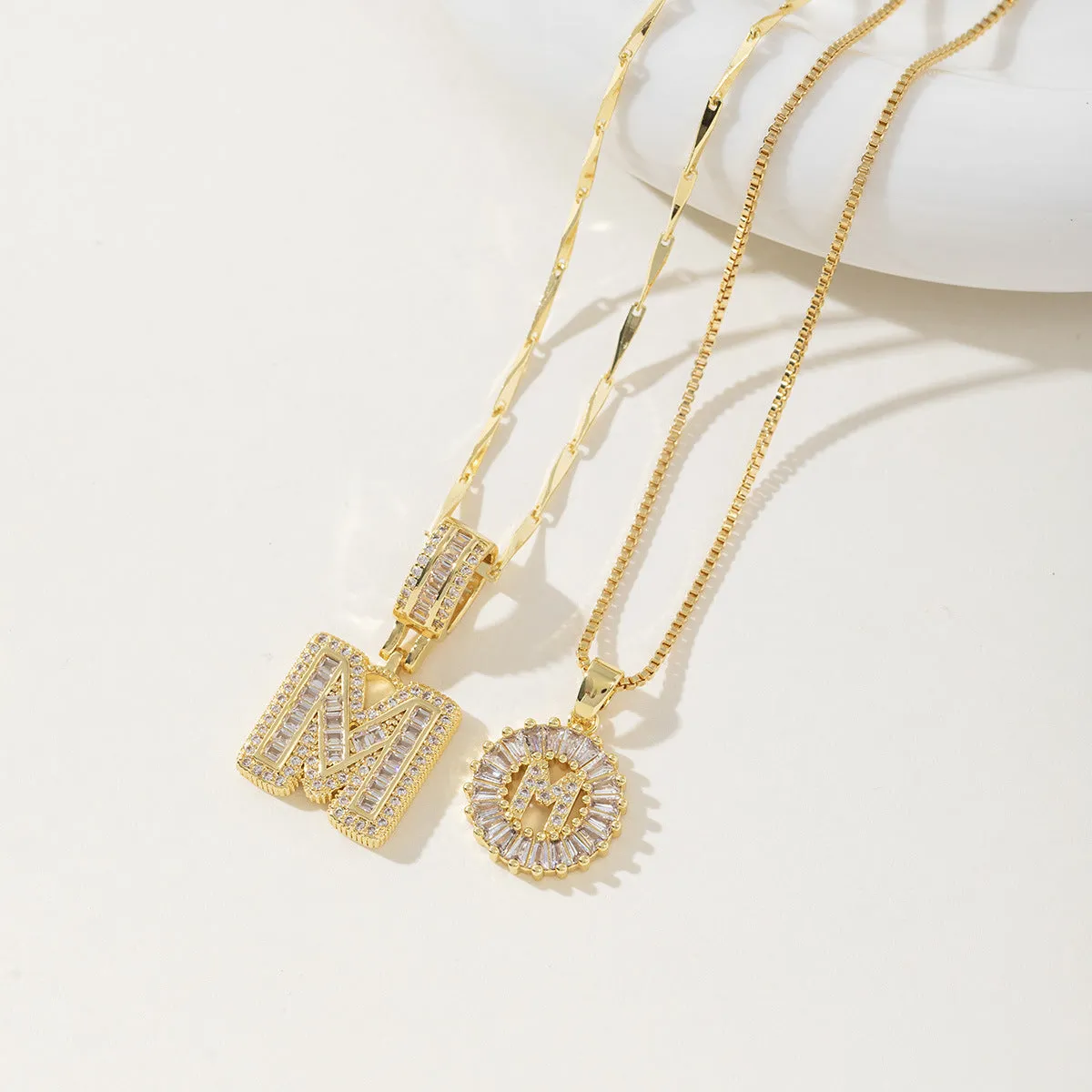AISHA - Elegant 2-Pack Initial Letter Pendant Necklaces