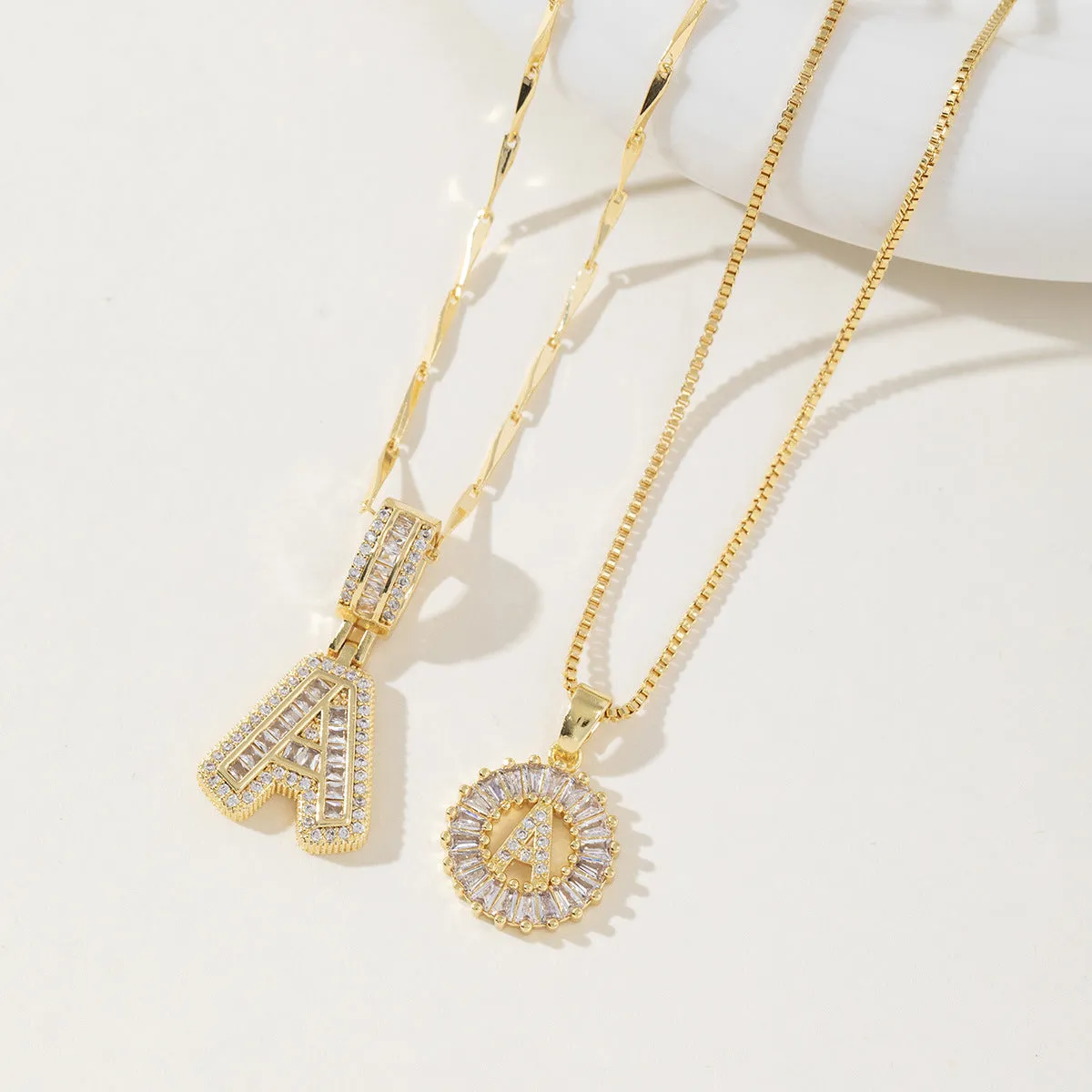 AISHA - Elegant 2-Pack Initial Letter Pendant Necklaces