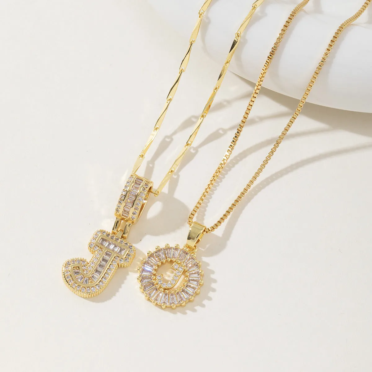 AISHA - Elegant 2-Pack Initial Letter Pendant Necklaces