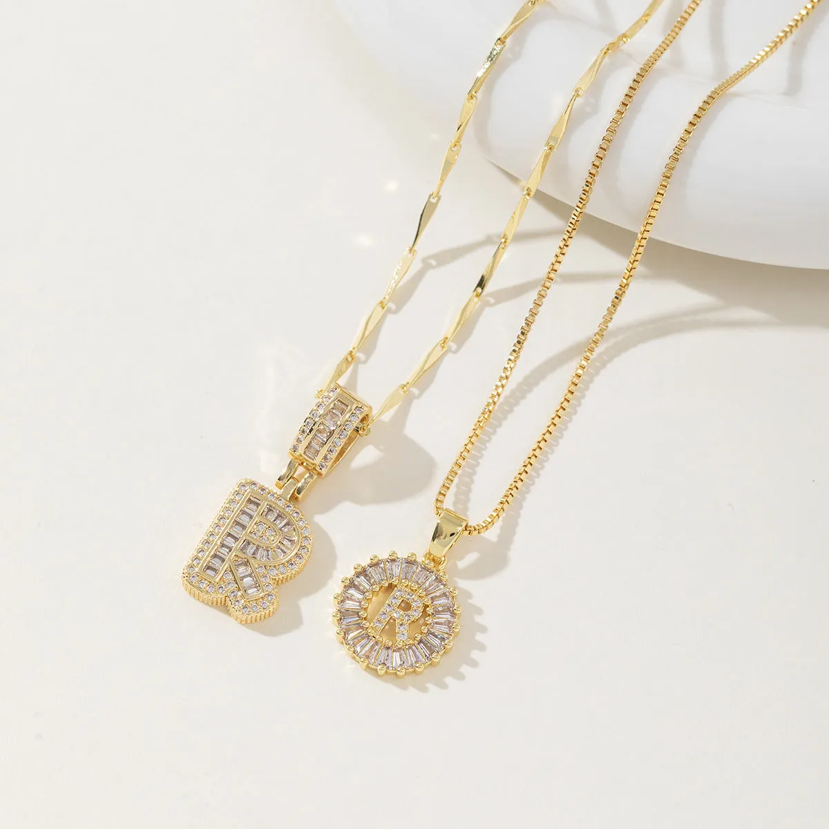 AISHA - Elegant 2-Pack Initial Letter Pendant Necklaces