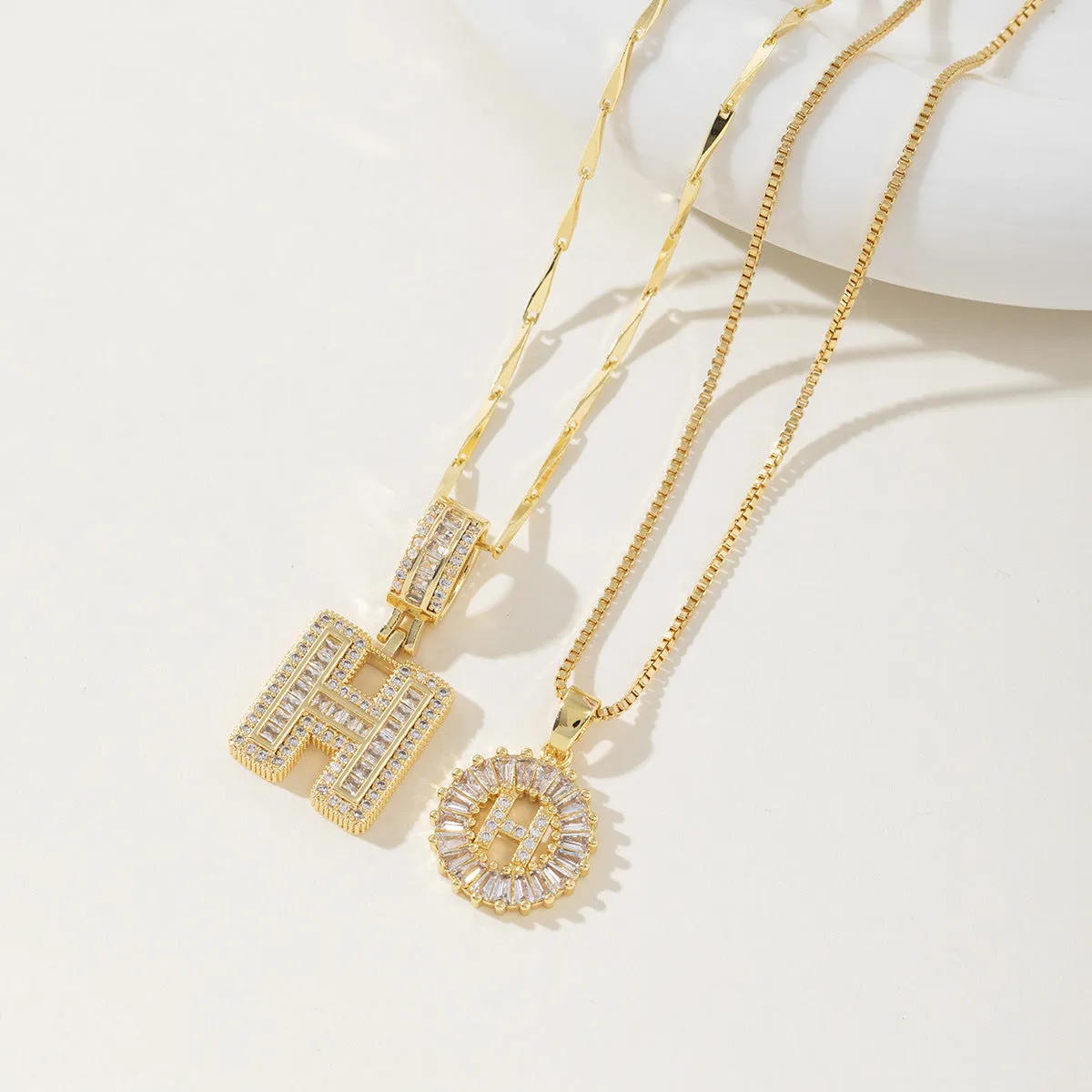 AISHA - Elegant 2-Pack Initial Letter Pendant Necklaces