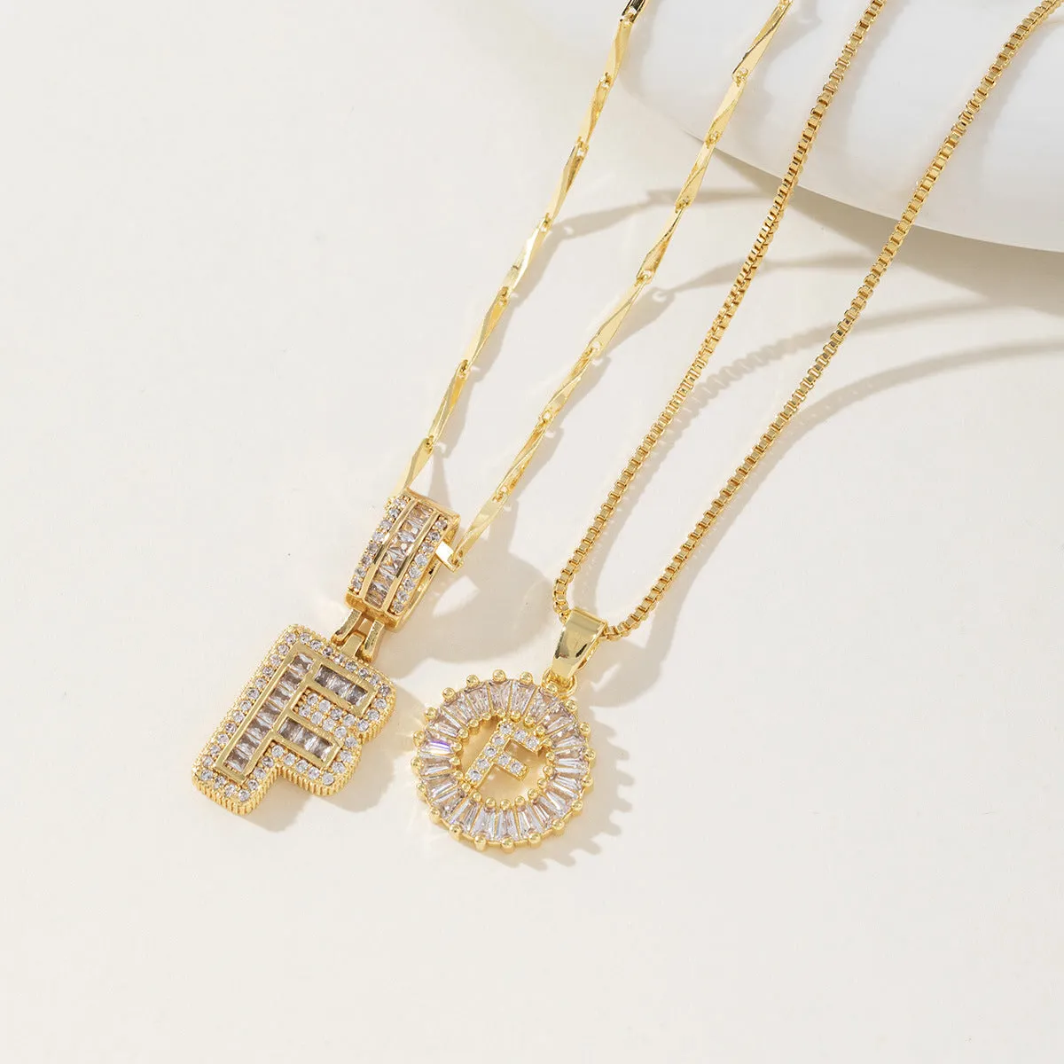 AISHA - Elegant 2-Pack Initial Letter Pendant Necklaces