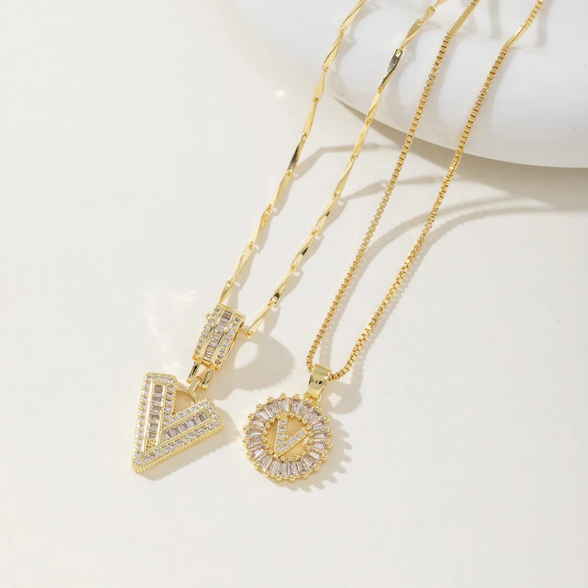 AISHA - Elegant 2-Pack Initial Letter Pendant Necklaces