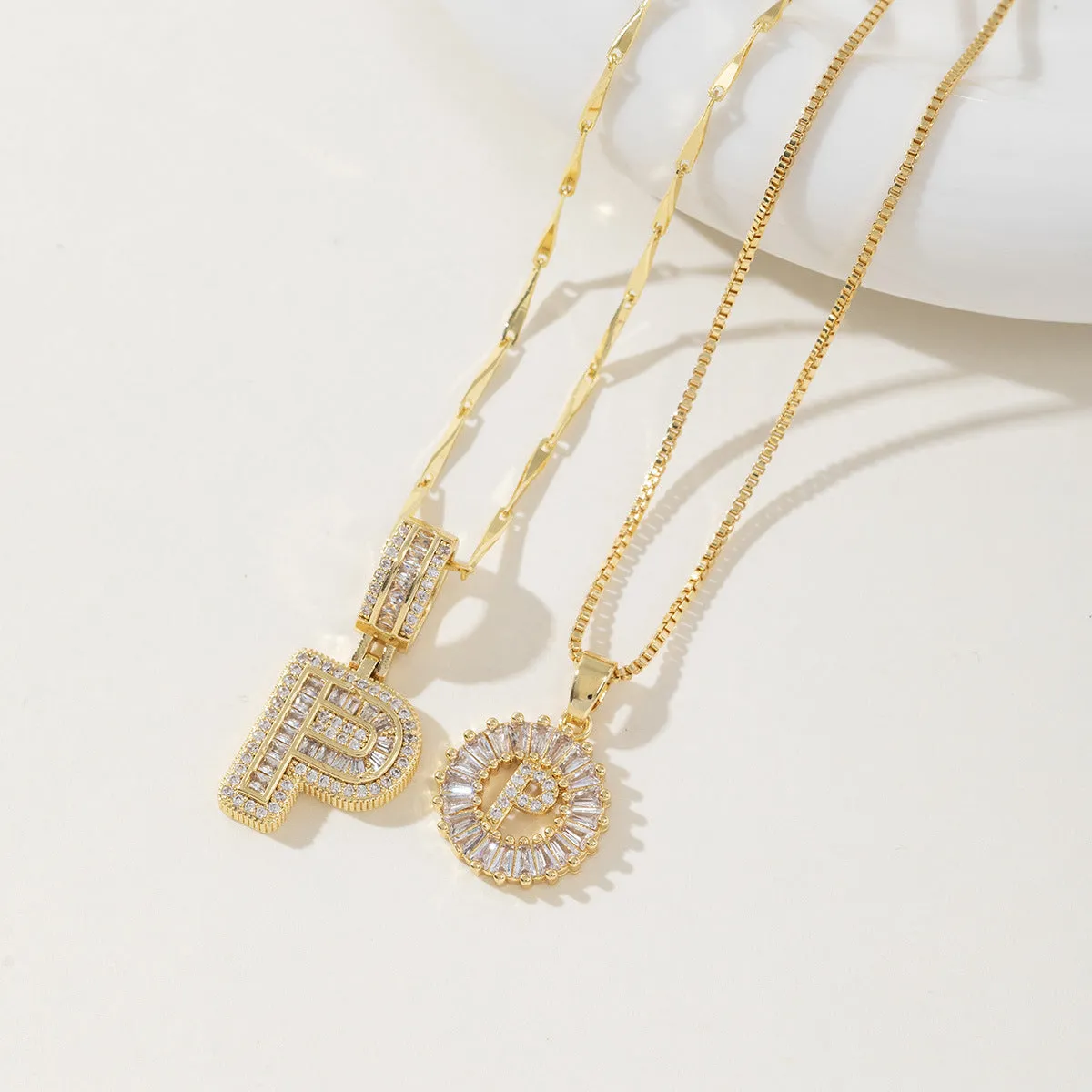 AISHA - Elegant 2-Pack Initial Letter Pendant Necklaces