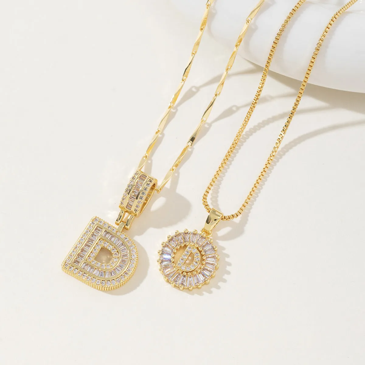AISHA - Elegant 2-Pack Initial Letter Pendant Necklaces