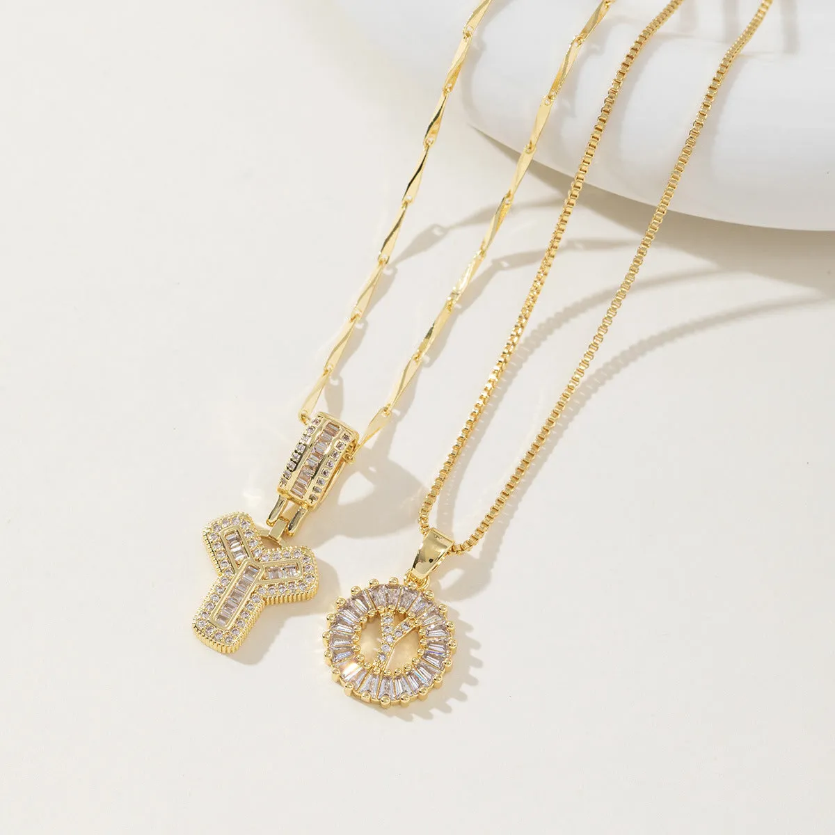 AISHA - Elegant 2-Pack Initial Letter Pendant Necklaces