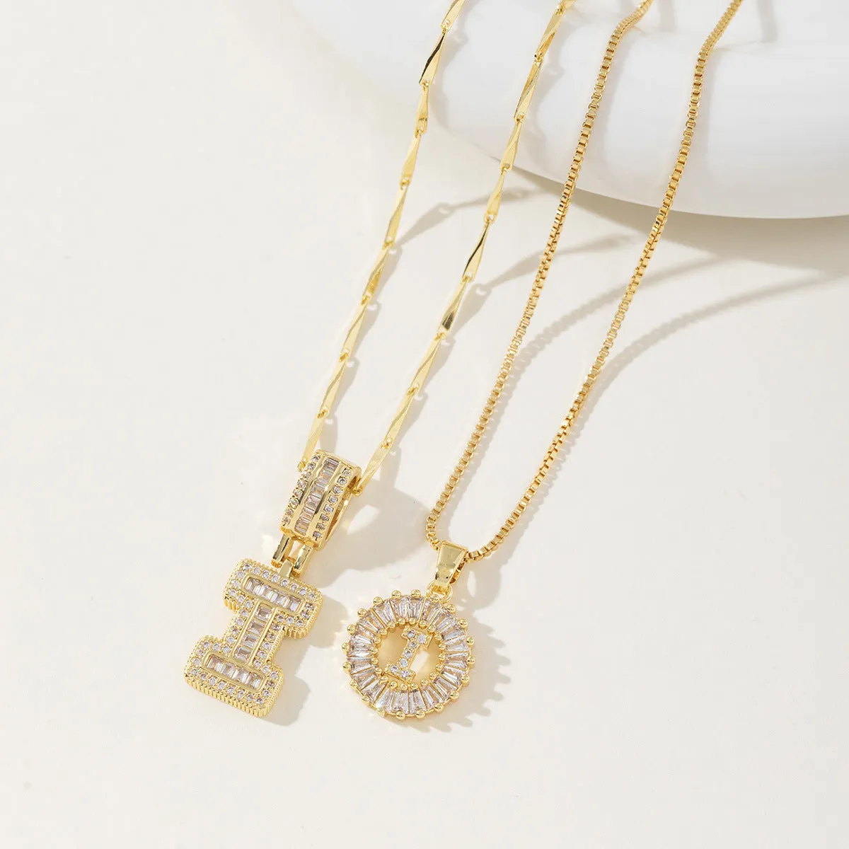 AISHA - Elegant 2-Pack Initial Letter Pendant Necklaces