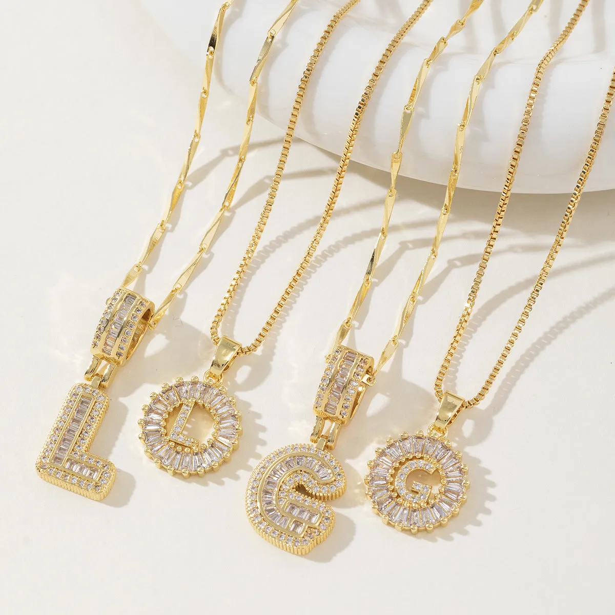 AISHA - Elegant 2-Pack Initial Letter Pendant Necklaces
