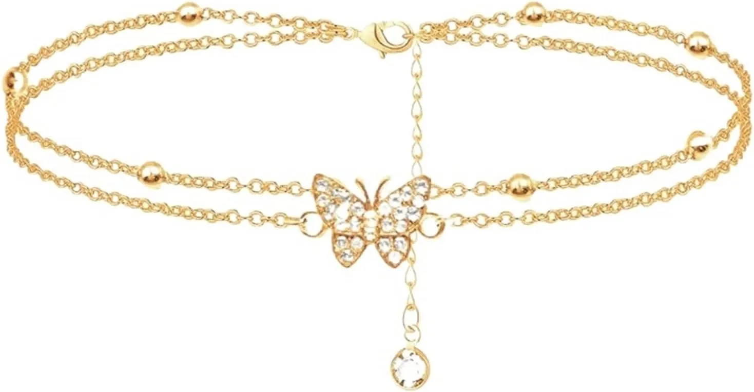 Ankle Bracelets for Women Multilayer Anklet(Gold)