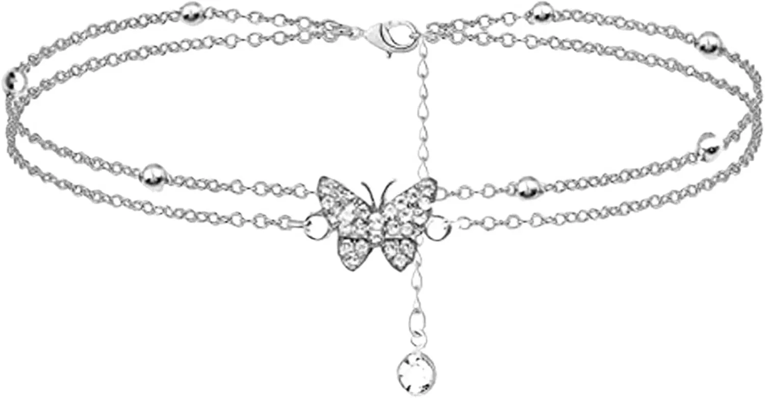 Ankle Bracelets for Women Multilayer Anklet(Silver)
