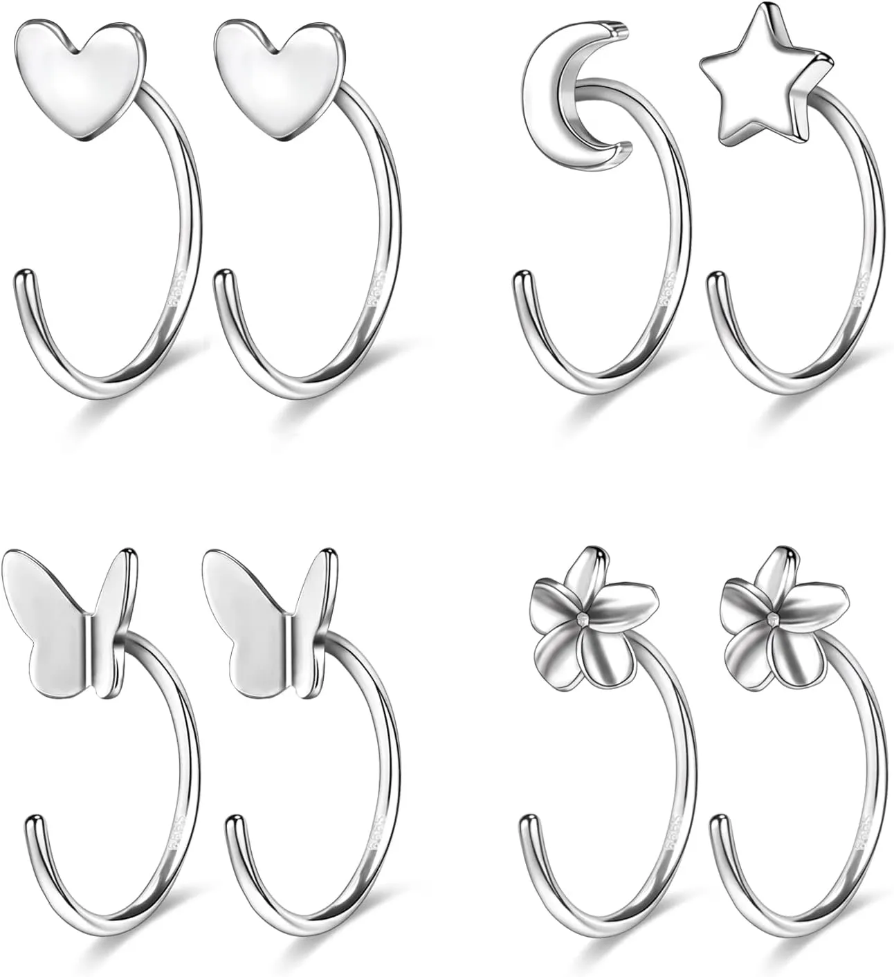 AoedeJ Half Hoop Earrings 925 Sterling Silver Tiny Huggie Hoop Small Comfy Half Hoop C Hoop Earrings for Women