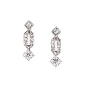 Art Deco Carré Diamond Earrings