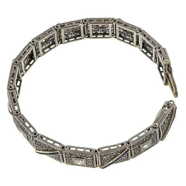 Art Deco Diamond & Sapphire Bracelet