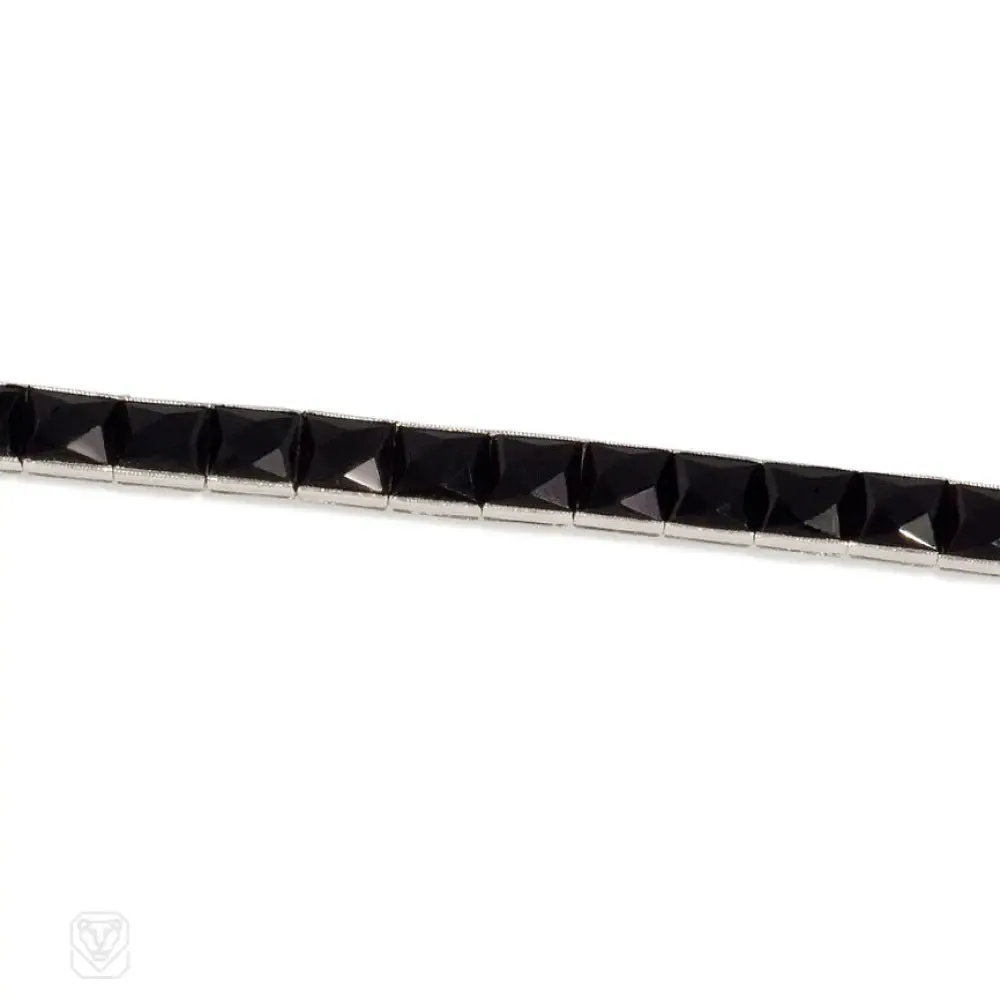 Art Deco onyx line bracelet