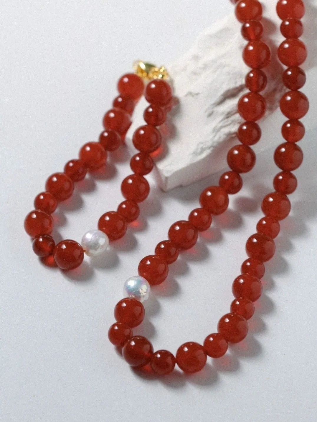 Baroque Pearl Red  Agate Bracelet
