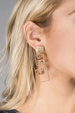 Bead And Stone Square Dangle Earrings