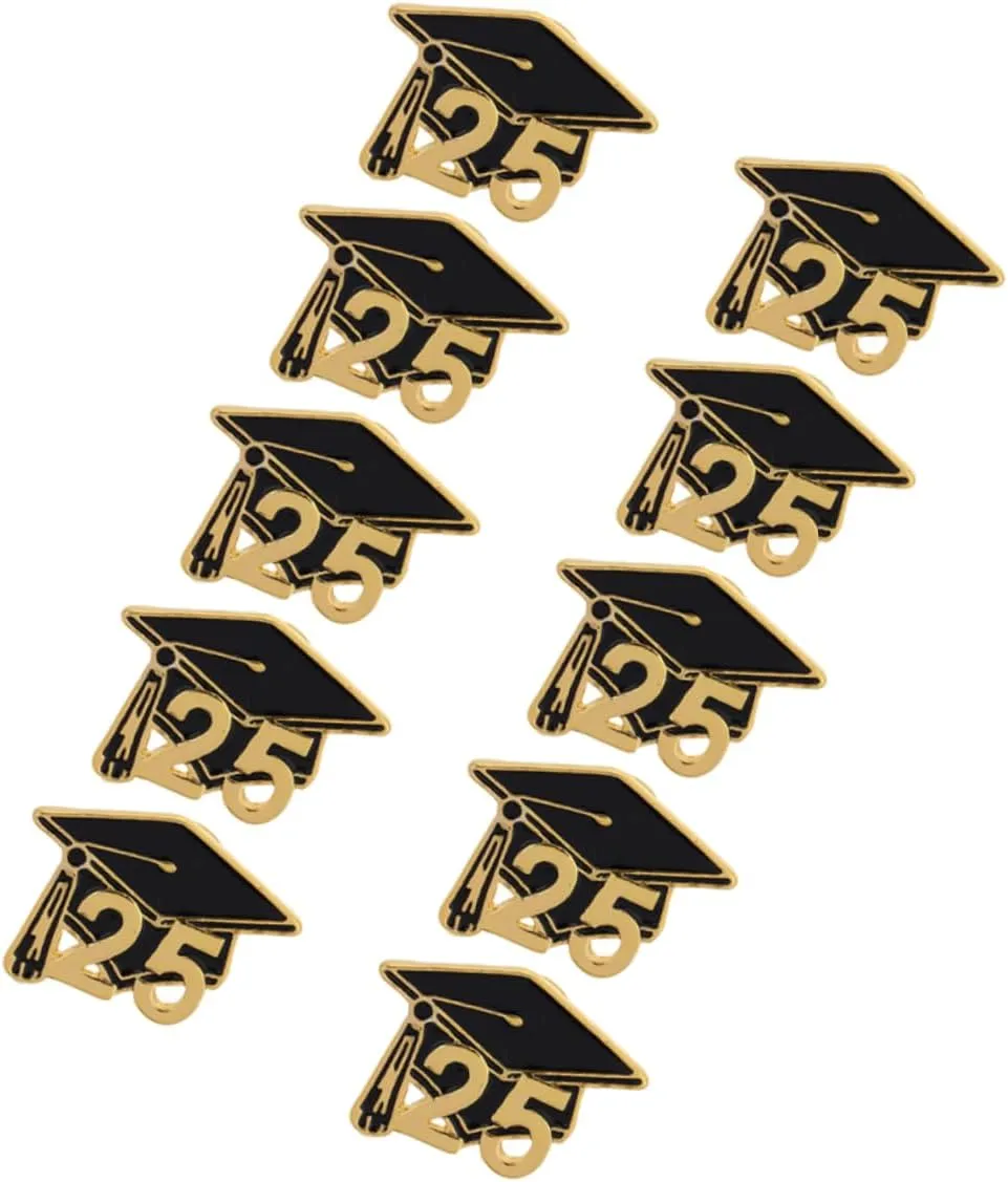 Beaupretty 10Pcs Graduation Cap Enamel Lapel Pins Elegant Black Graduation Cap Brooches for Students Stylish Emblems for Graduation Ceremonies Commemorative Academic