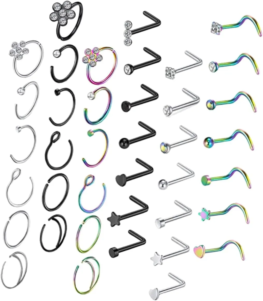 BESPORTBLE 1 Set Combination Nose Nose Ring for Piercing Hoop Rings Studs Women Fashion Nose Accessories Nose Ornaments Nose Jewelry Nose Accessories Stainless Steel