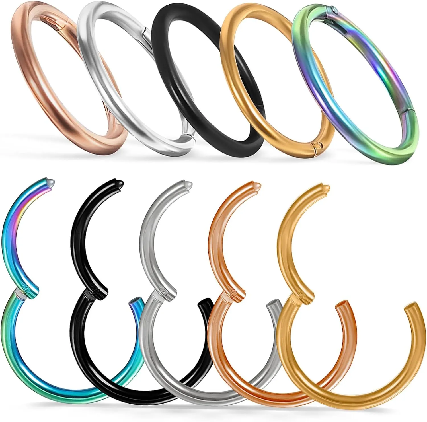 BESPORTBLE 10Pcs Stainless Steel Nose Hoops for Women Decorative Nose Rings Body Piercing Hoops for Parties Dance Performances and Everyday Wear
