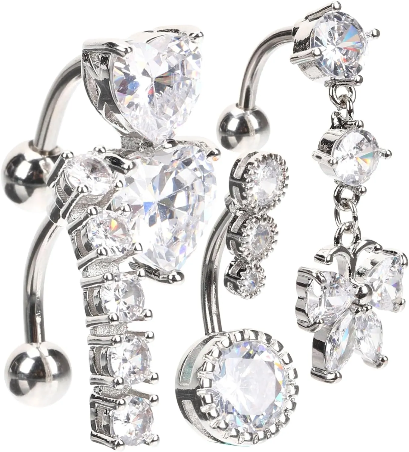 BESPORTBLE 4pcs Belly Button Rings Navel Belly Rings Stainless Steel Piercing Barbell Jewelry for Pregnant Women