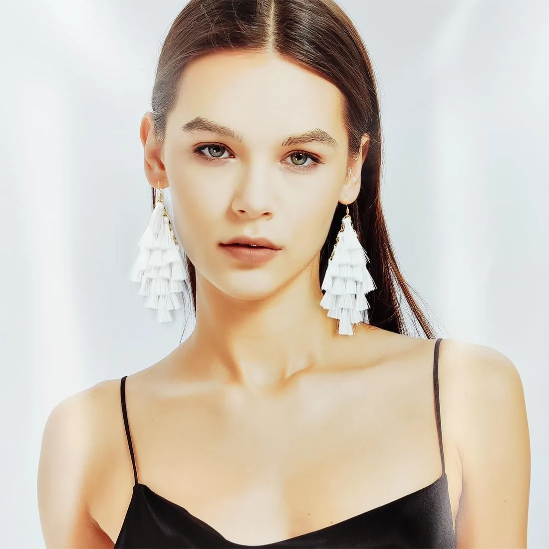 Big Large Long Chandelier Layered Tassel Dangle Earrings for Women