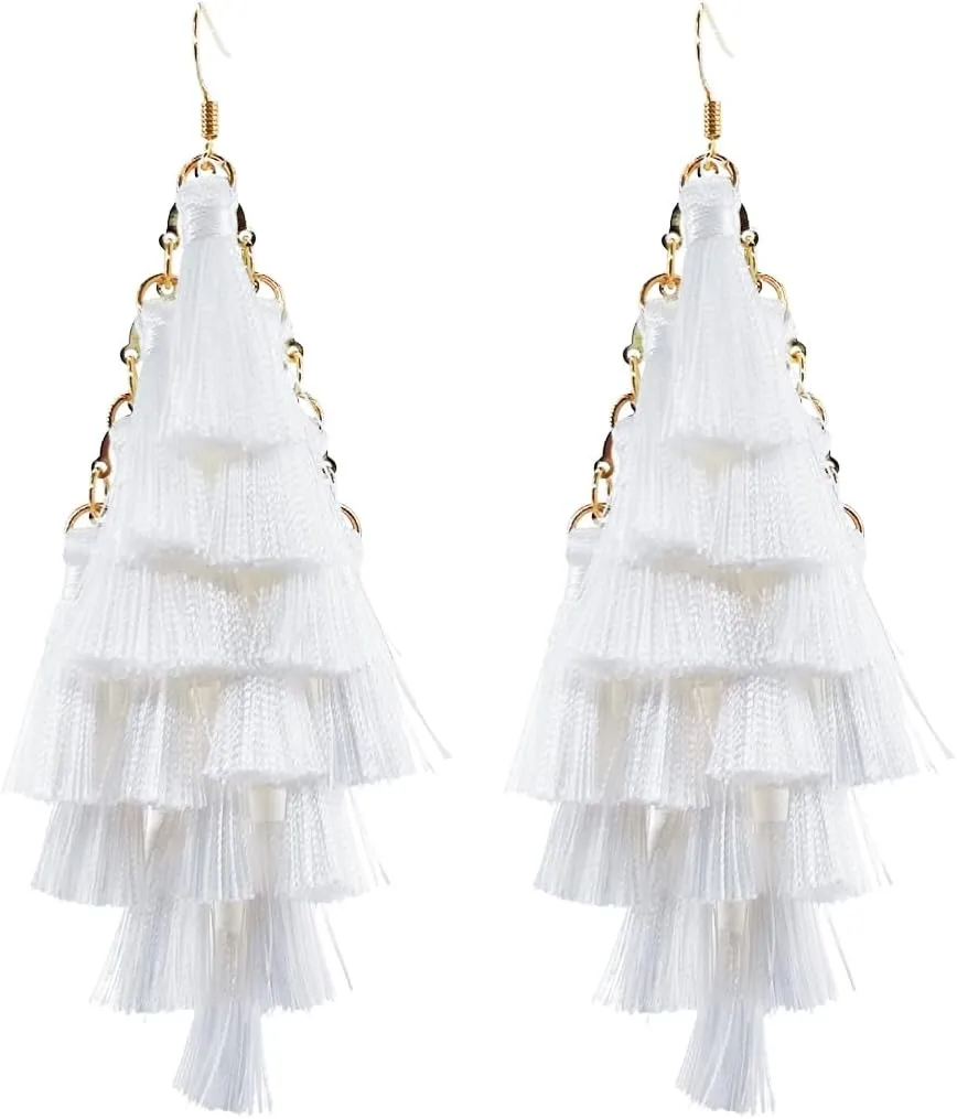 Big Large Long Chandelier Layered Tassel Dangle Earrings for Women