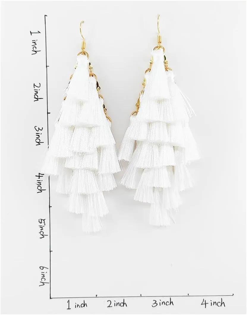 Big Large Long Chandelier Layered Tassel Dangle Earrings for Women
