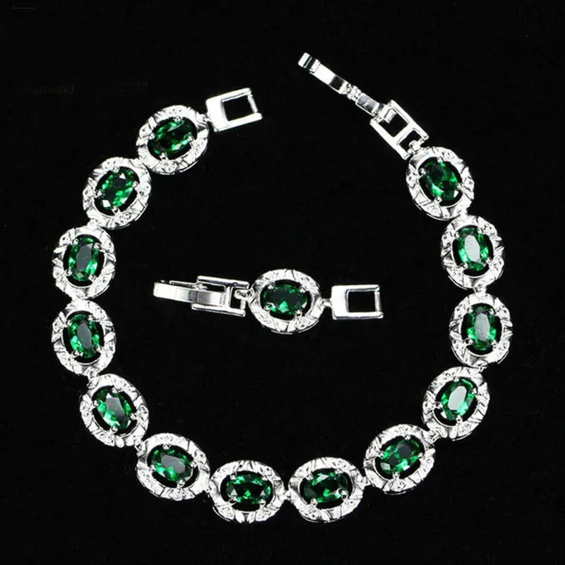 Big Round Connected Green Stone Bracelets