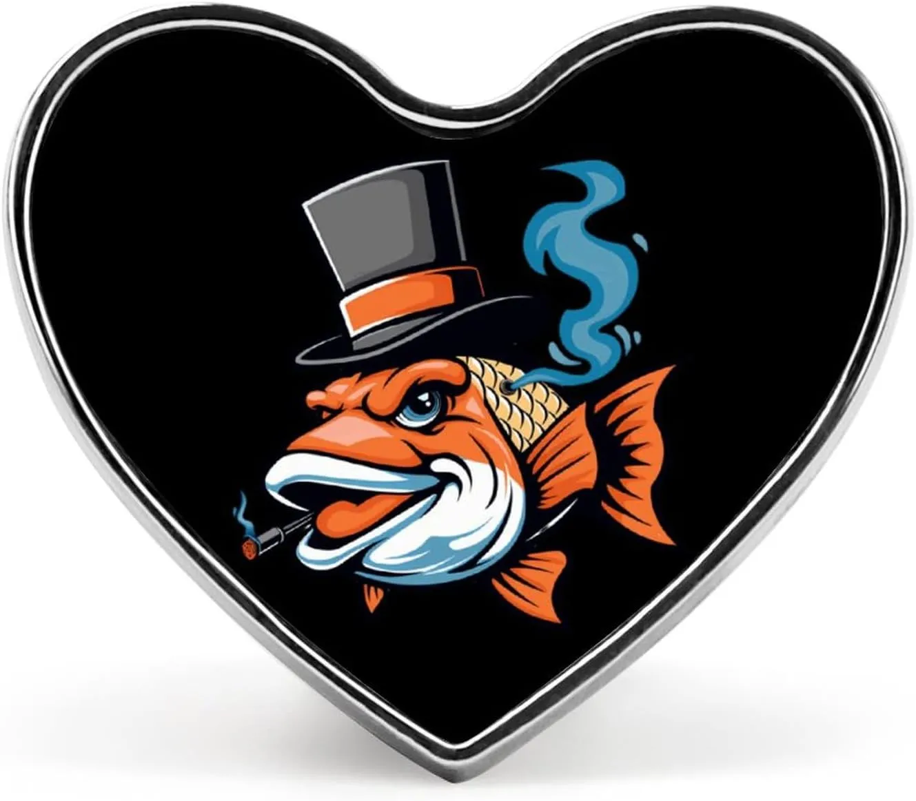 Big Trout Heart Pins Lapel Pins Enamel Brooches for Wedding Party Costume Accessory