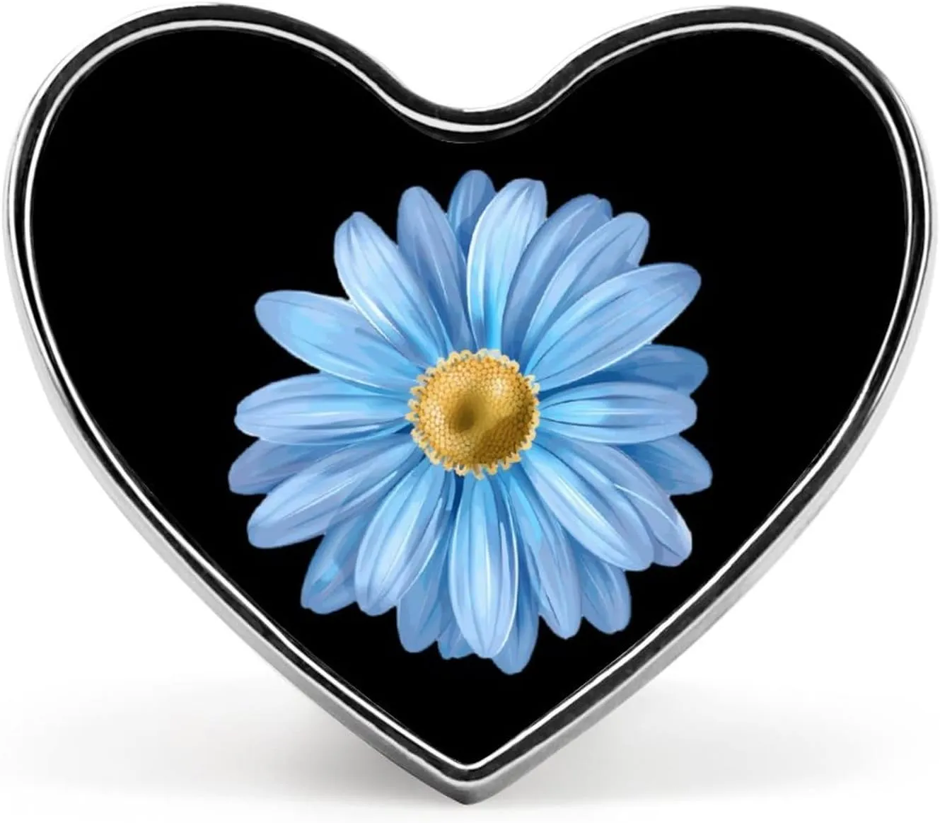 Blue Gerbera Daisy Flower Wild Heart Pins Lapel Pins Enamel Brooches for Wedding Party Costume Accessory