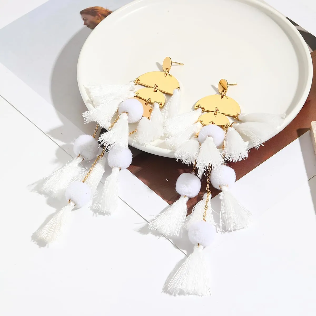 Boho Earrings for Women Long Tassel Dangle Statement Earrings Handmade Bohemian Jewelry Beach Vacation Essentials