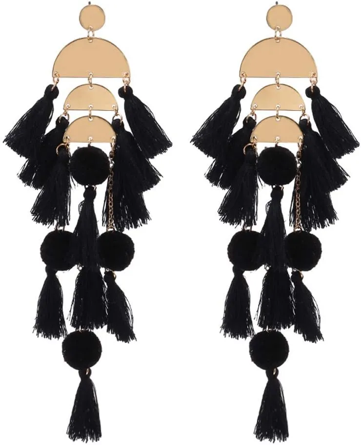 Boho Earrings for Women Long Tassel Dangle Statement Earrings Handmade Bohemian Jewelry Beach Vacation Essentials