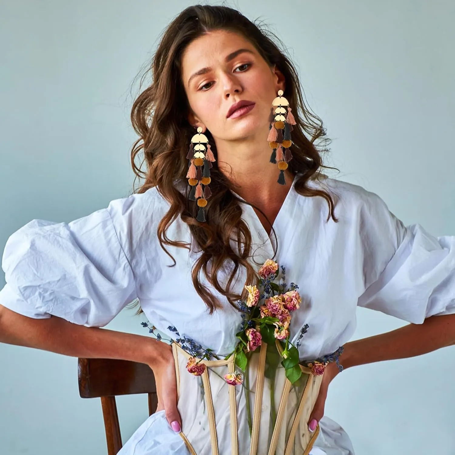 Boho Earrings for Women Long Tassel Dangle Statement Earrings Handmade Bohemian Jewelry Beach Vacation Essentials