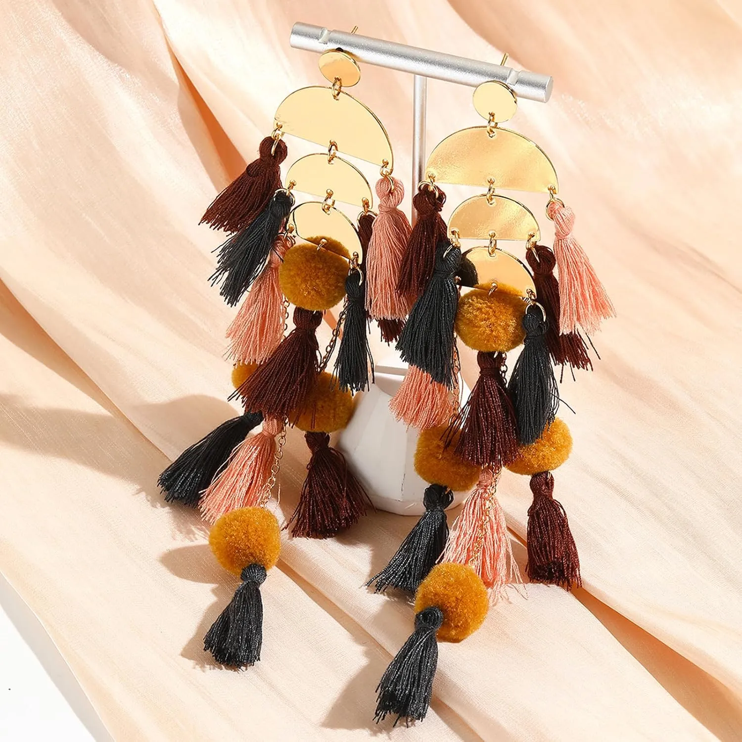 Boho Earrings for Women Long Tassel Dangle Statement Earrings Handmade Bohemian Jewelry Beach Vacation Essentials