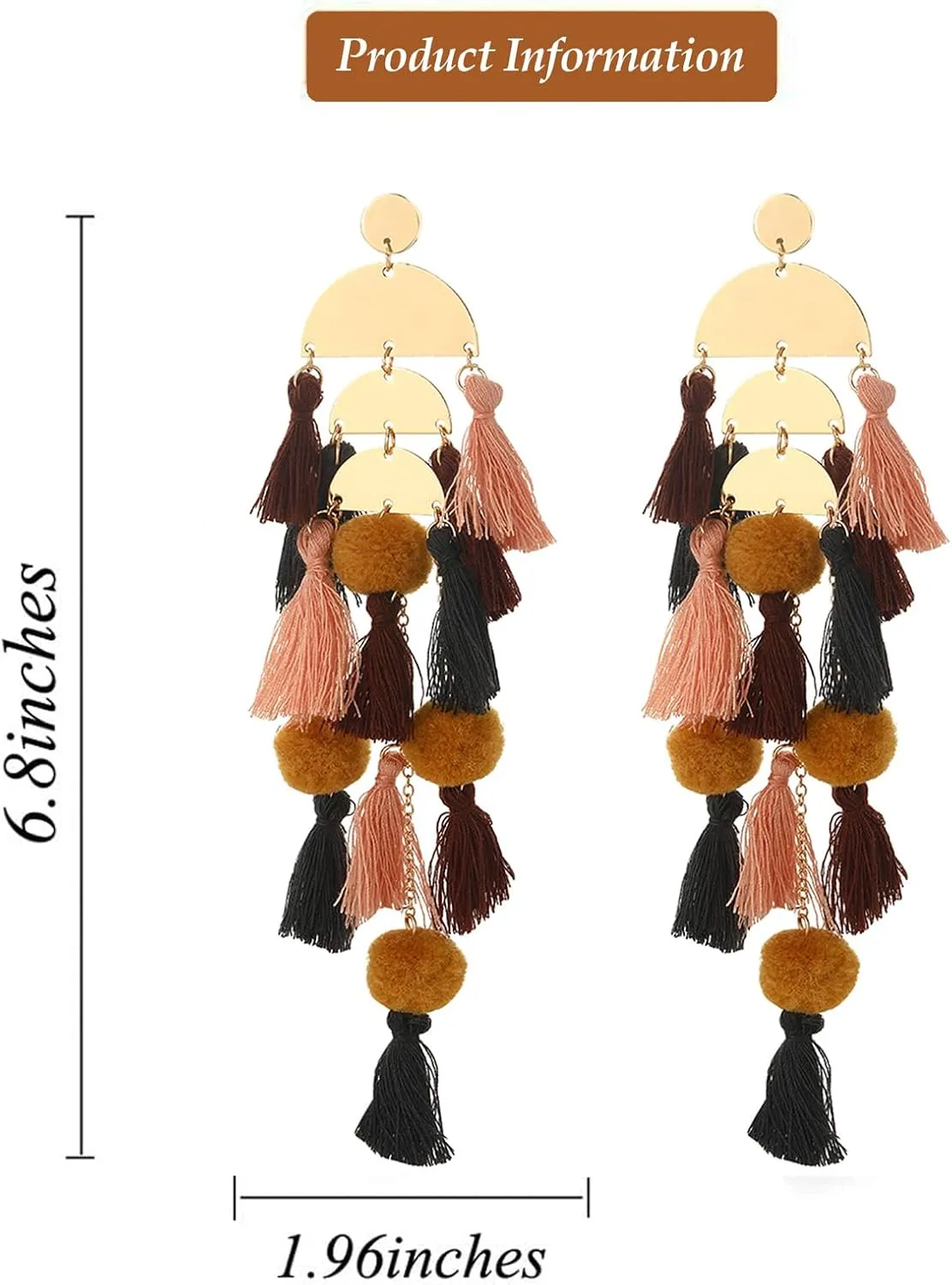 Boho Earrings for Women Long Tassel Dangle Statement Earrings Handmade Bohemian Jewelry Beach Vacation Essentials