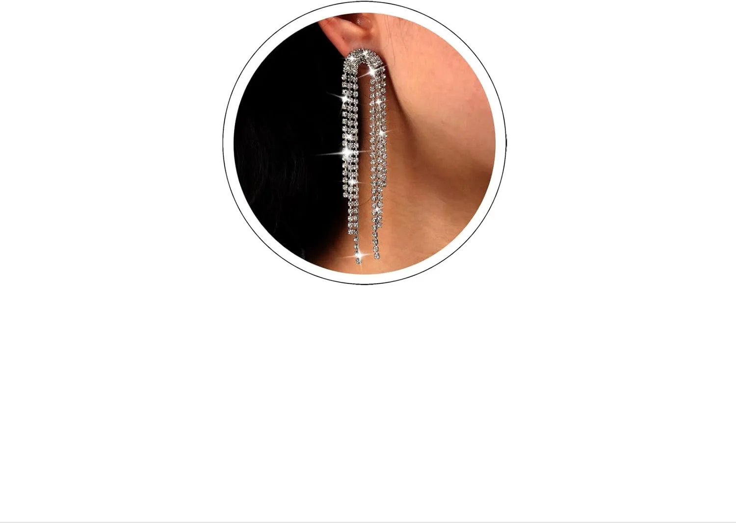 Boho Long Rhinestone Chandelier Earrings Silver Crystal Tassel Earrings Sparkling Cz Dangle Earrings Crystal Bridal Earrings Wedding Chandelier Statement Earrings Jewelry for Women