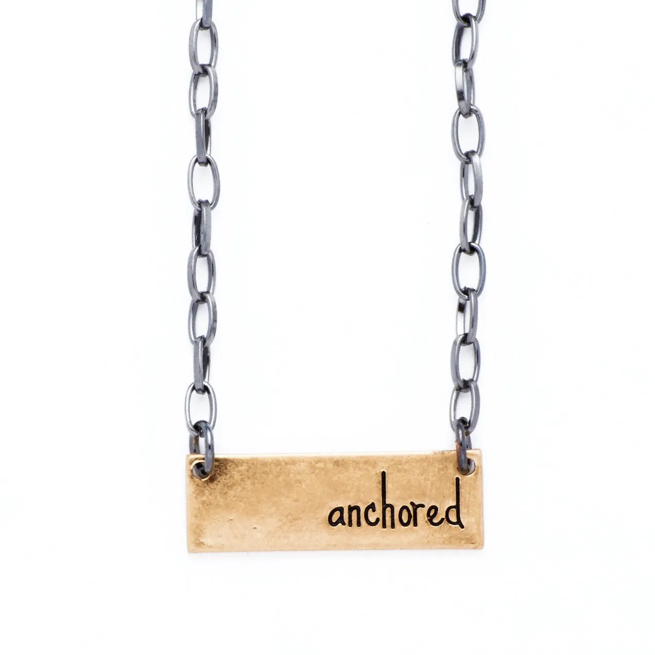 Bops "Anchored" Personality Etched Bar Necklace