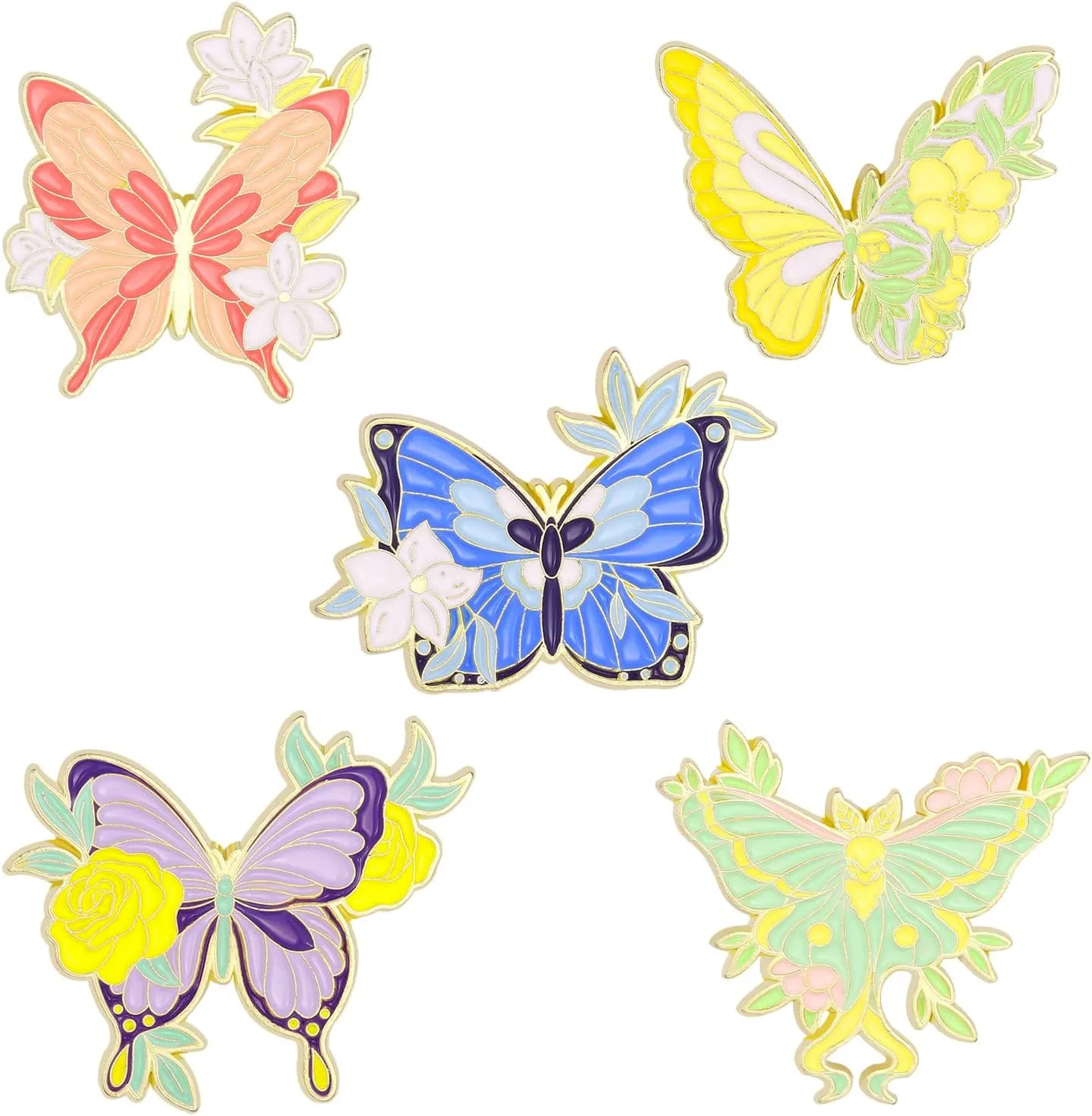 Butterfly Enamel Pins Set Cool Horror Enamel Lapel Pins Brooches for Backpacks Steampunk Badge Jewelry for Women